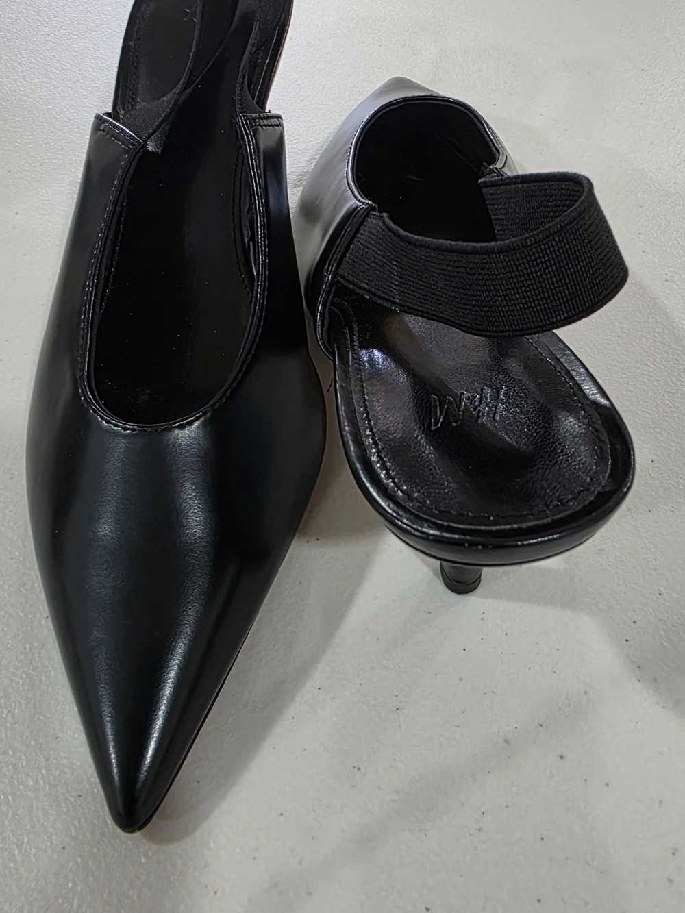 Black Pointed Toe Slingback Heels by